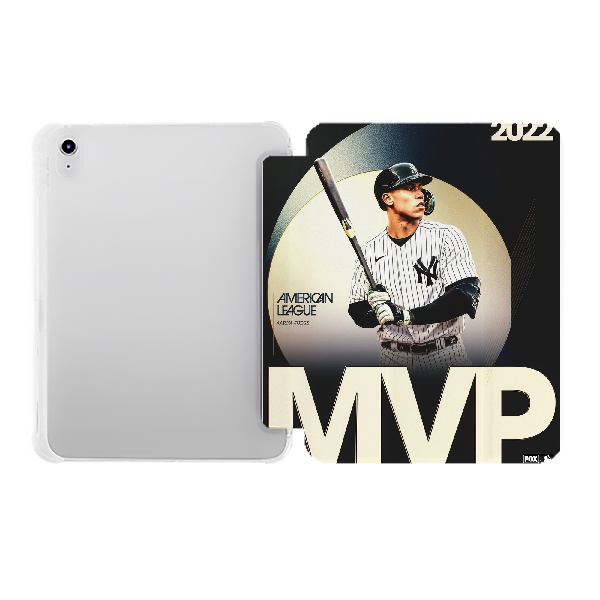 Aaron Judge MVP Premium Tri-Fold PU Leather & Silicone IPad Case With Pencil Slot – Fits 9.5,10.5,10.9 – Adjustable Stand, Slim, Protective
